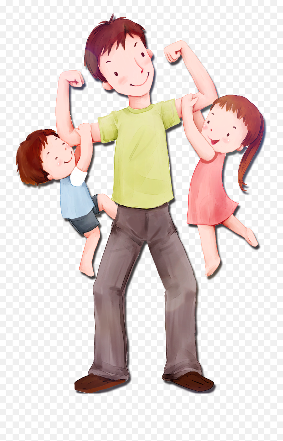Super Dad Png Free Download - Man With Kids Cartoon Emoji,Dad Png
