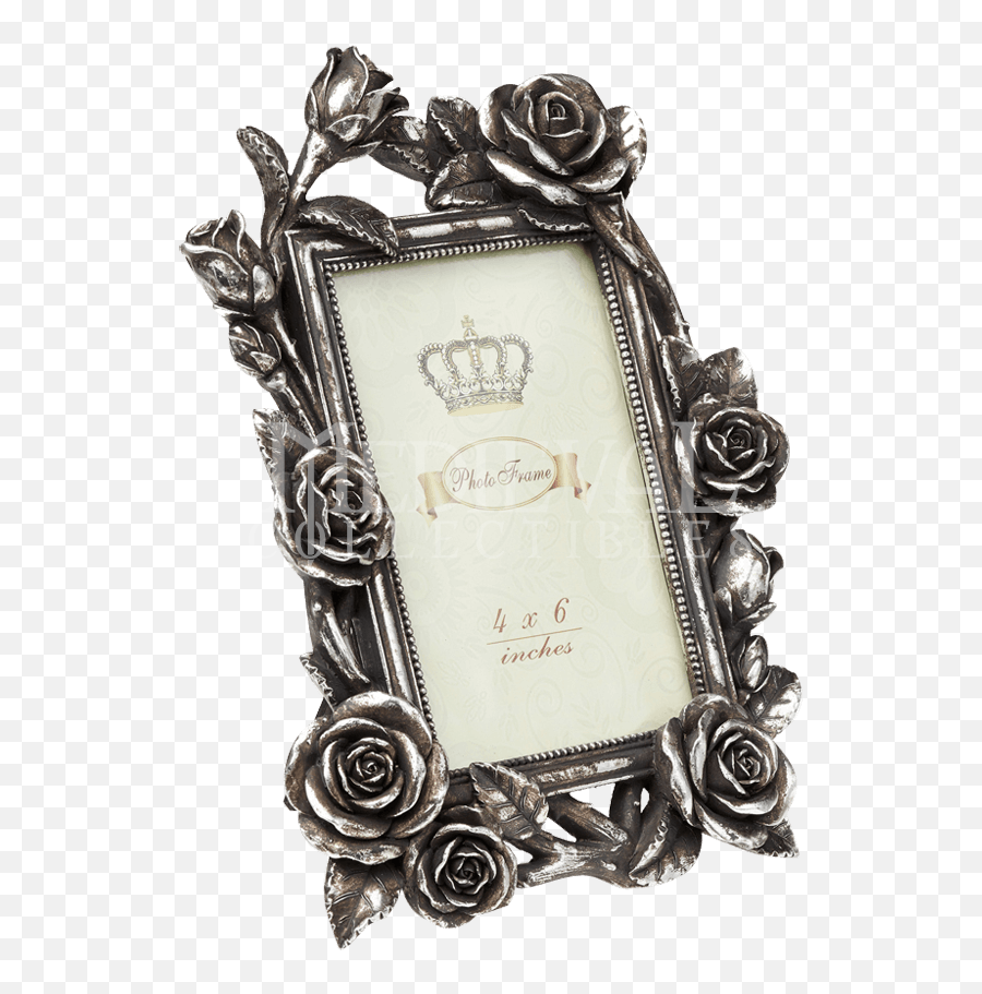 Rose Vine Antiqued Silver Photo Frame Alchemy Png - Clip Art Fotolijst Met Roos Emoji,Silver Frame Png