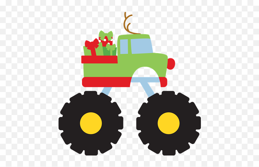 Christmas Monster Truck Emoji,Red Truck With Christmas Tree Clipart