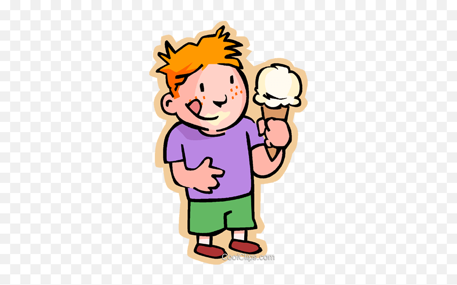 Download Hd Little Boy With An Ice Cream Cone Royalty Free Emoji,Boy Eating Clipart