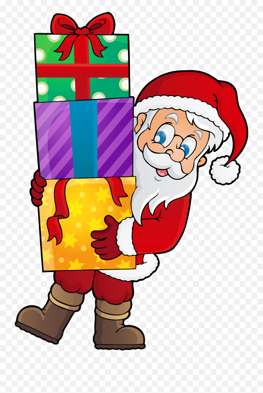 Library Of Free Transparent Santa Christmas Presents Tower - Clipart Santa With Gifts Emoji,Christmas Presents Clipart