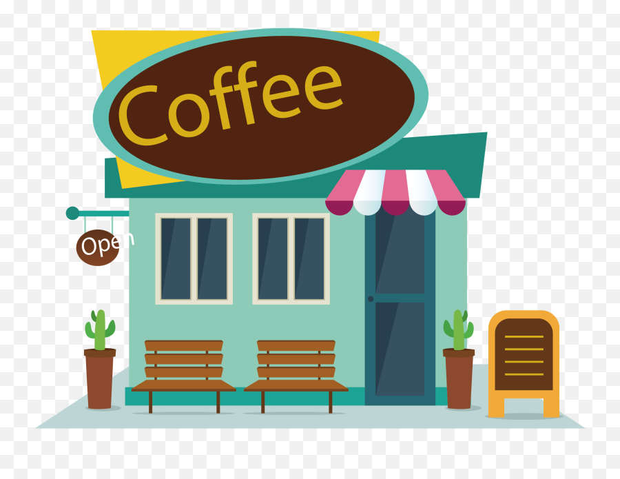 Coffee Shop Clipart Png Png Image With - Coffee Shop Cartoon Png Emoji,Shop Clipart