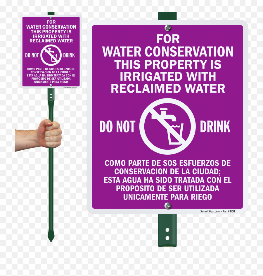 Bilingual Lawnboss Sign U0026 Stake Kit For Water Conservation This Property Is Irrigated With Reclaimed Water Do Not Drink Como Parte De Sosu2026 With - Soba Noodle Emoji,Do Not Sign Png