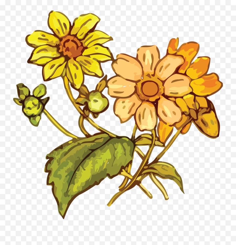 Yellow Flower Drawing Png Transparent - Cretaceous Plant Clip Art Emoji,Flower Drawing Png