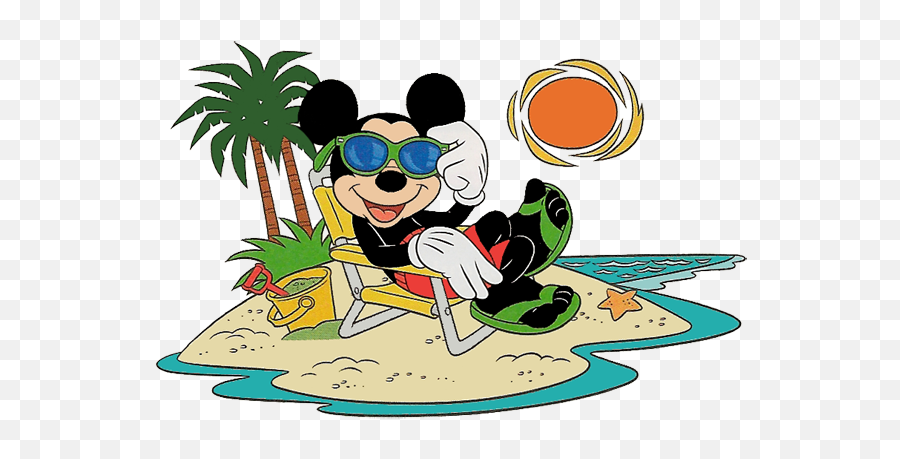 Download Hd Beach Clipart Mickey Mouse - Mickey Mouse Beach Png Emoji,Beach Clipart