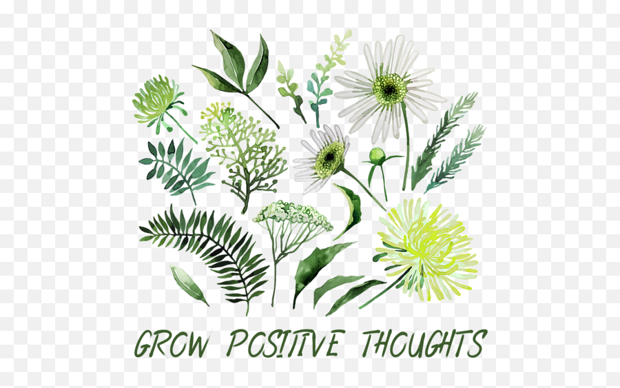 Grow Positive Thoughts Positive Humor With Floral Watercolor Emoji,Watercolor Floral Clipart