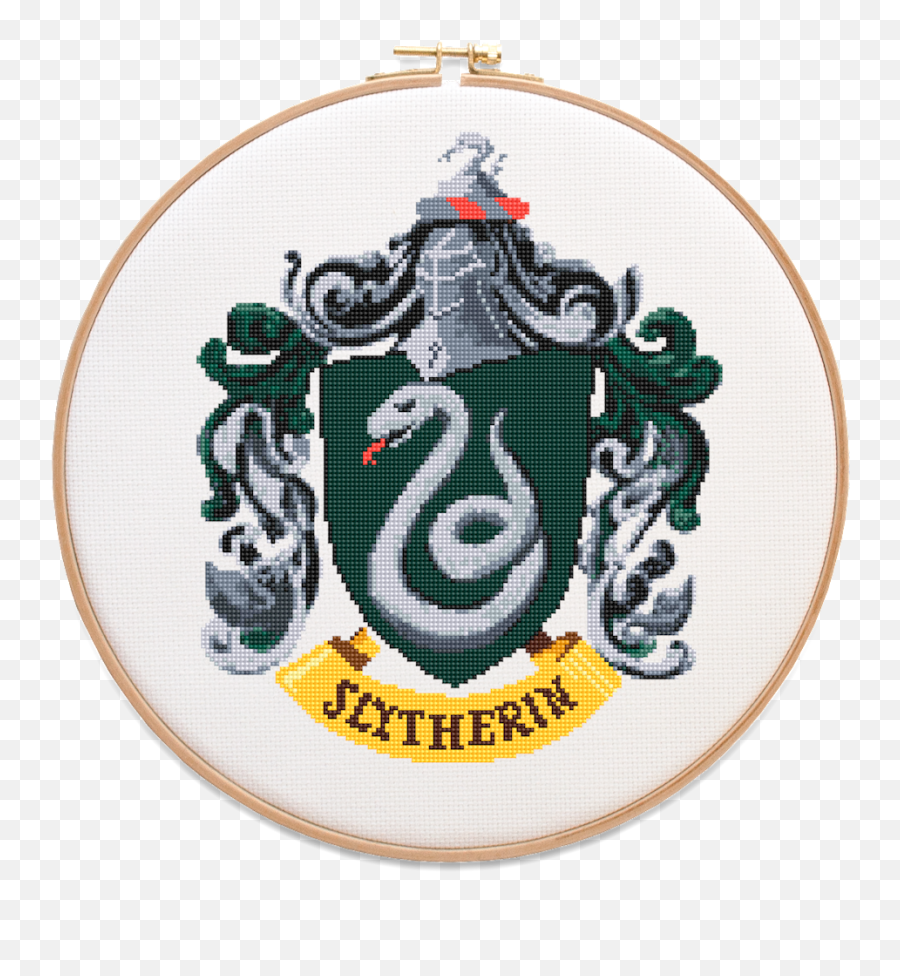 Hogwarts Cross Stitch Design - Stitchering Slytherin Crest Emoji,Hogwarts Crest Png