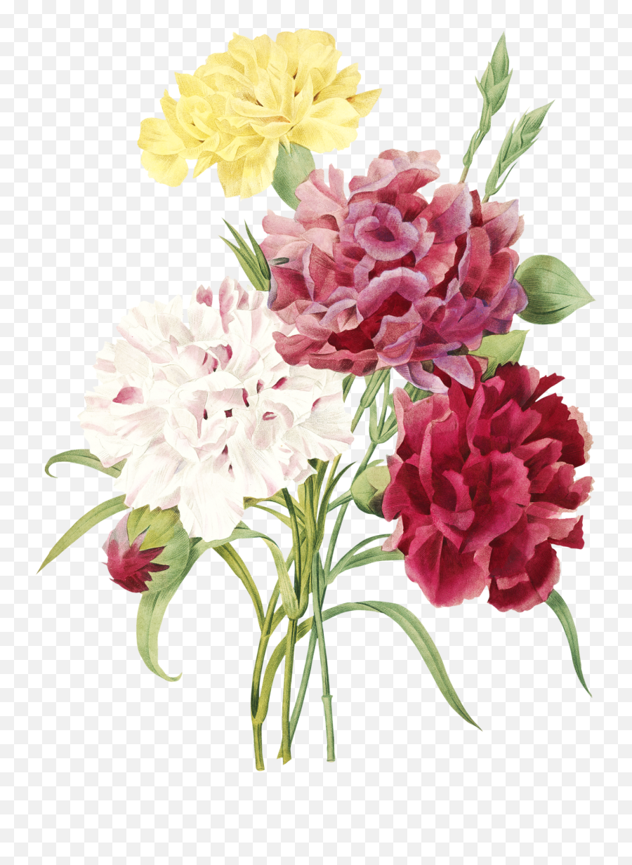 Bouquet Of Vintage Art Painted Flowers Emoji,Painted Flowers Png
