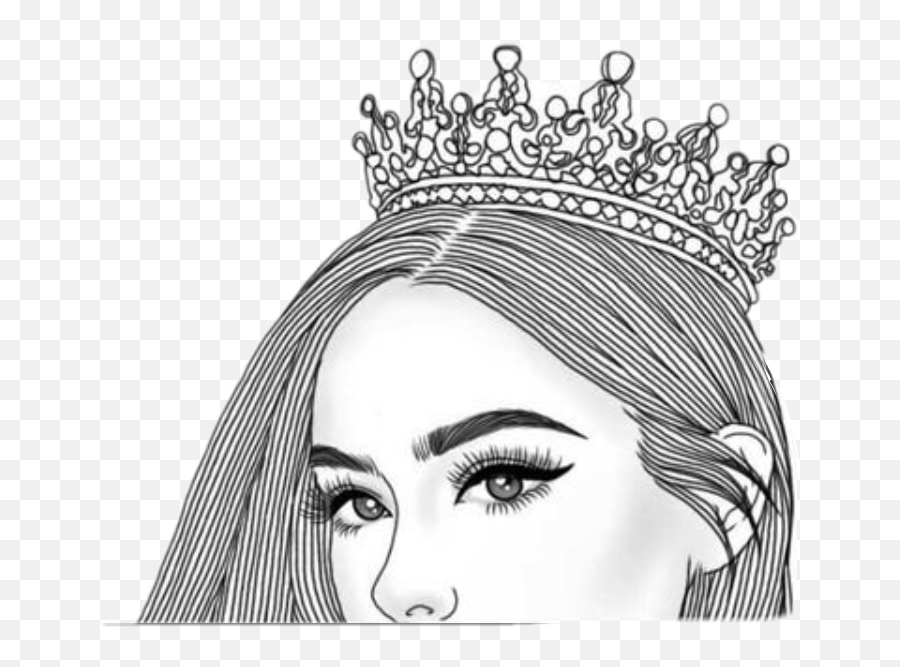 Outlines Girl Tumblr Crown Queens Sticker By Really Emoji,Tumblr Crown Png