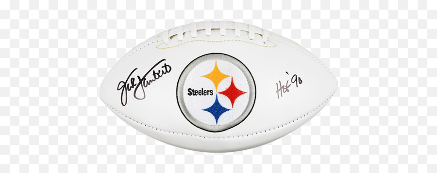 Jack Lambert Autographed Pittsburgh Steelers Logo Football W Hof 90 - Pittsburgh Steelers Emoji,Steelers Logo