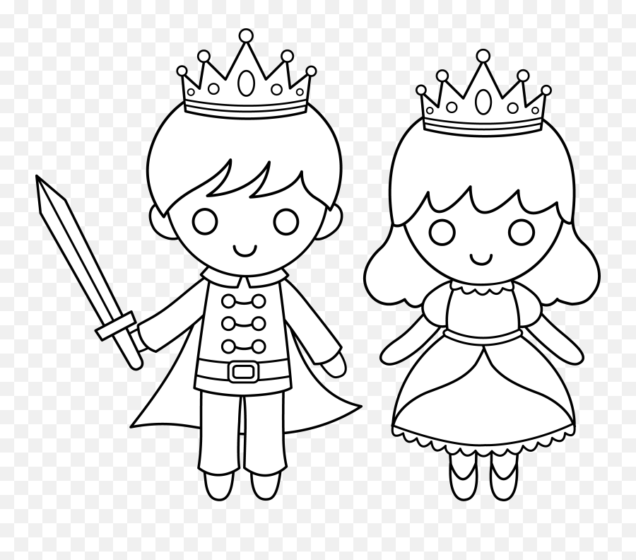 Cute Free Clip Art And Coloring Pages - Prince And Princess Colouring Emoji,Prince Clipart