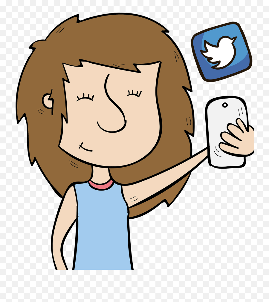 Texting Girl Using Mobile Phone Clipart - Mobile Using Girl Clipart Png Emoji,Phone Clipart