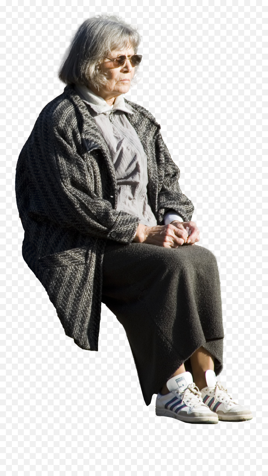 Lonely Senior Sitting On Park Bench - Old People Sit Png Emoji,People Sitting Png