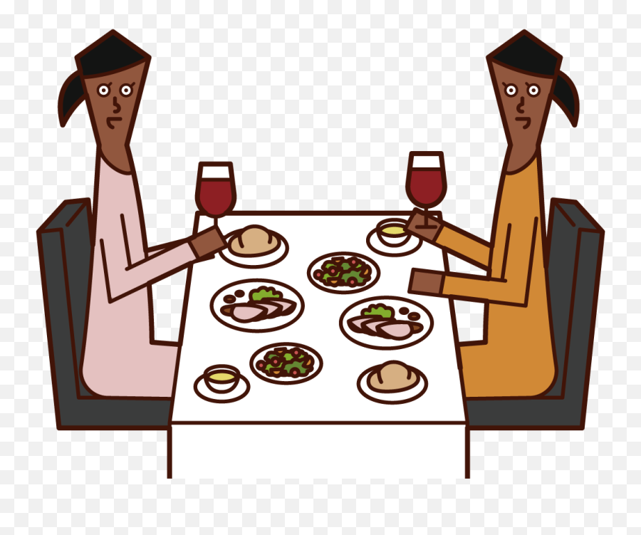 Illustration Of People Women Eating Dinner At A Restaurant Emoji,People Eating Png