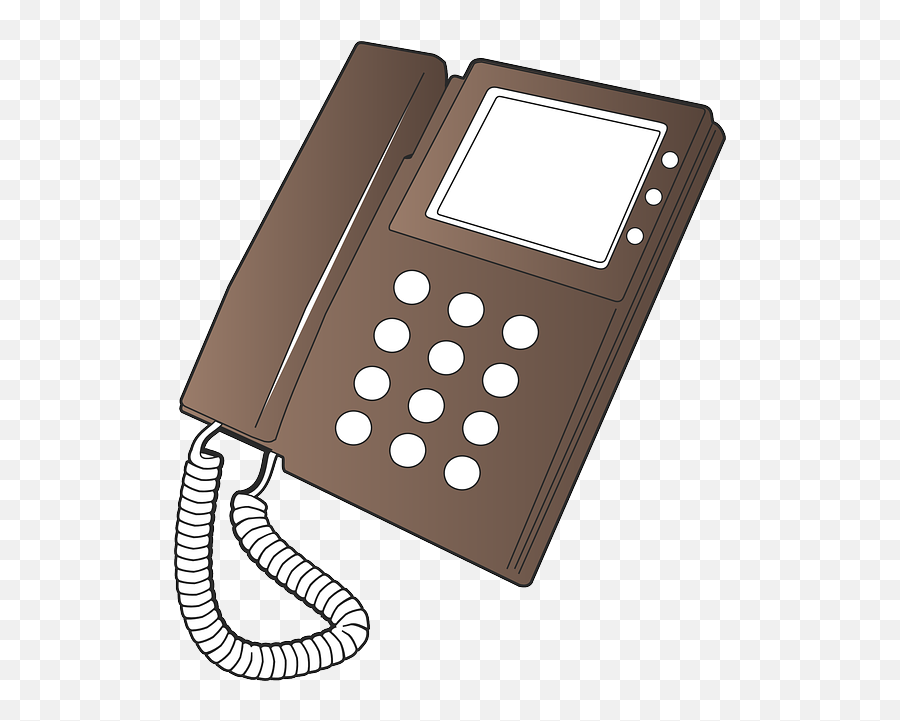 Brown Telephone Clipart Free Image - Desk Phone Illustration Emoji,Phone Clipart