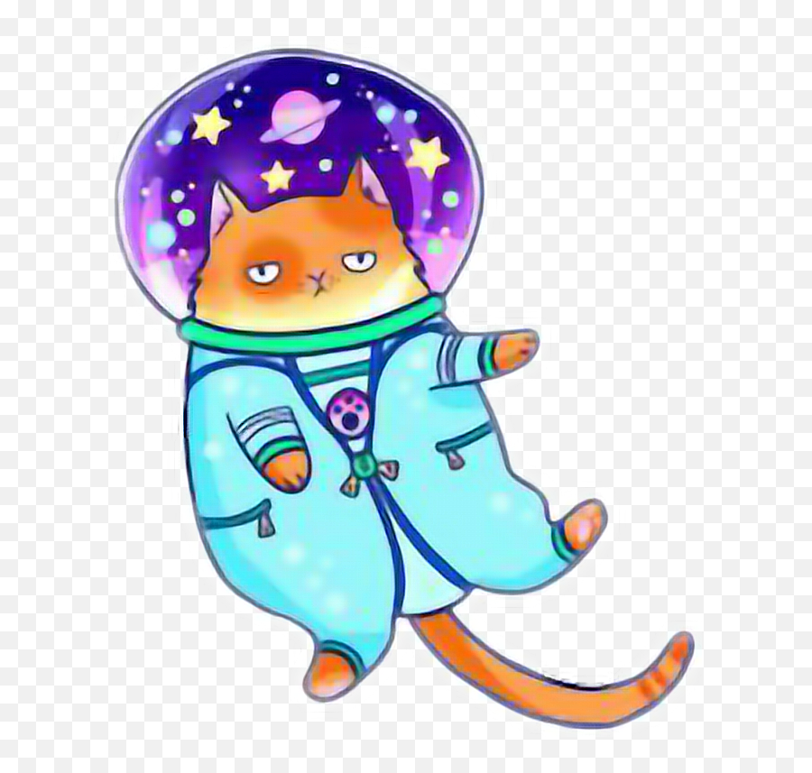 Gato Espacio Astronauta Celeste Cat Neko Infinito - Cool Emoji,Cool Cat Clipart