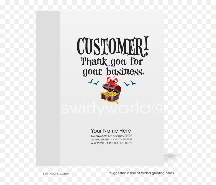 Pirate Thank You Business Greeting Card For Customers In Emoji,Business Thank You Cards With Logo