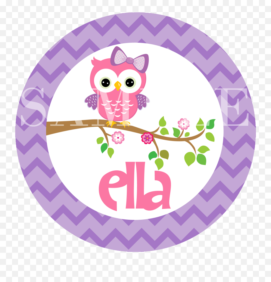 Cute Pink Purple Owl Melamine Personalized Plate Clipart - Cute Purple Owl Clipart Emoji,Owls Clipart