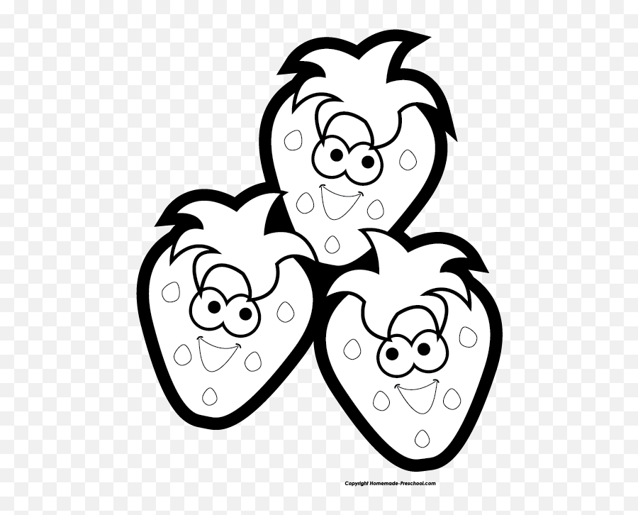 Free Fruit Clipart - Cartoon Strawberry Clipart Black And White Emoji,Fruit Clipart