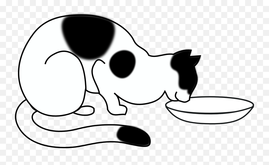 Eating Cat Clip Art - Draw A Cat Drinking Milk Emoji,Eat Clipart Black And White