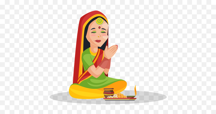 Clipart Girl Praying Transparent Png - Indian Woman Praying Png Emoji,Clipart Girl
