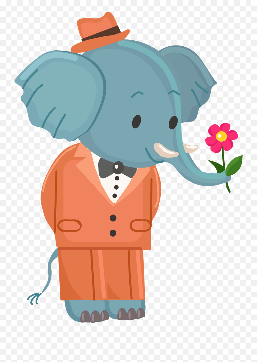 Elephant In Suit With Flower Clipart - Elephant In A Suit Clipart Emoji,Suit Clipart