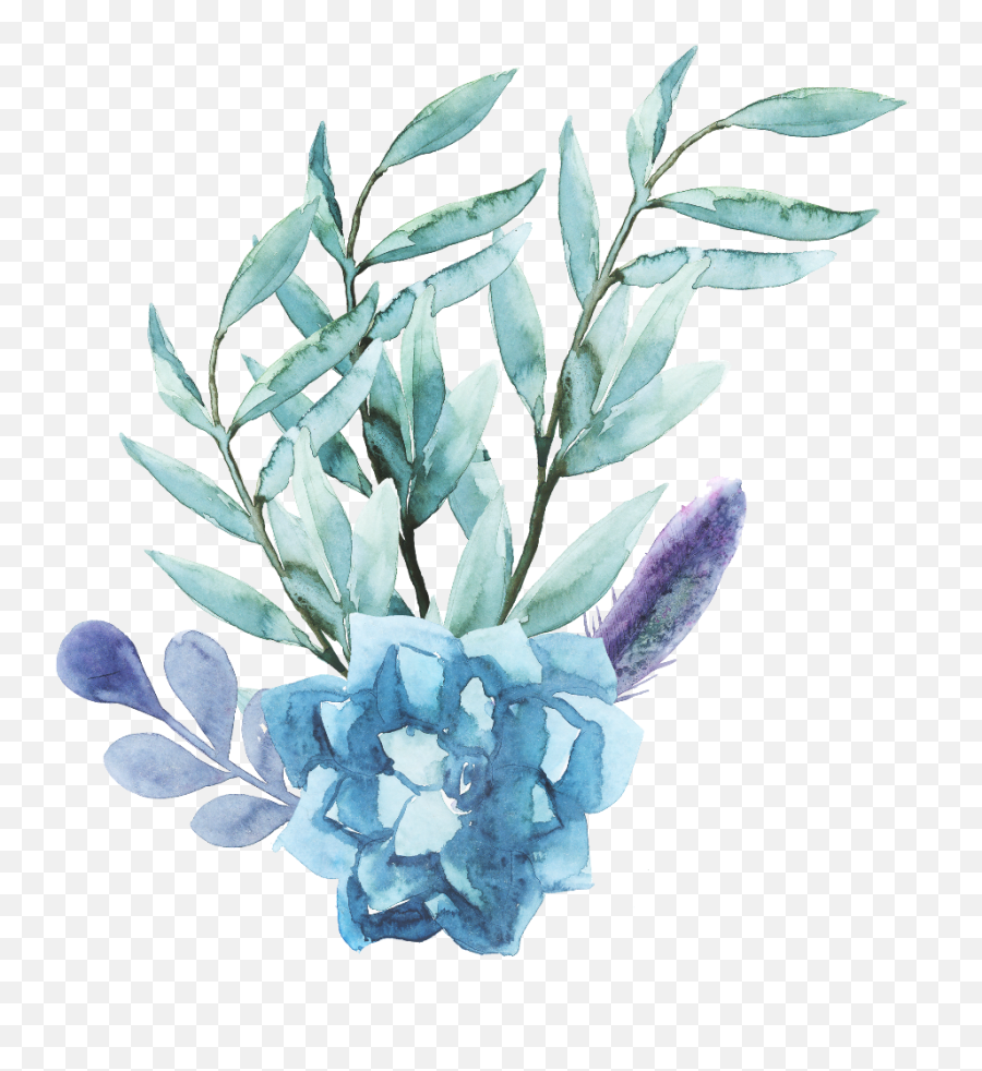 Blue Watercolor Flowers Transparent Png - Transparent Blue Watercolor Flowers Png Emoji,Watercolor Flowers Transparent Background