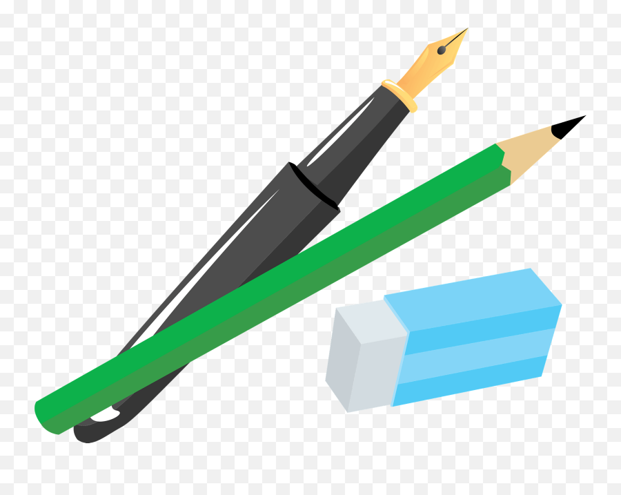 Fountain Pen Pencil And Eraser Clipart Free Download - Pen Pencil And Eraser Clipart Emoji,Pencil Clipart