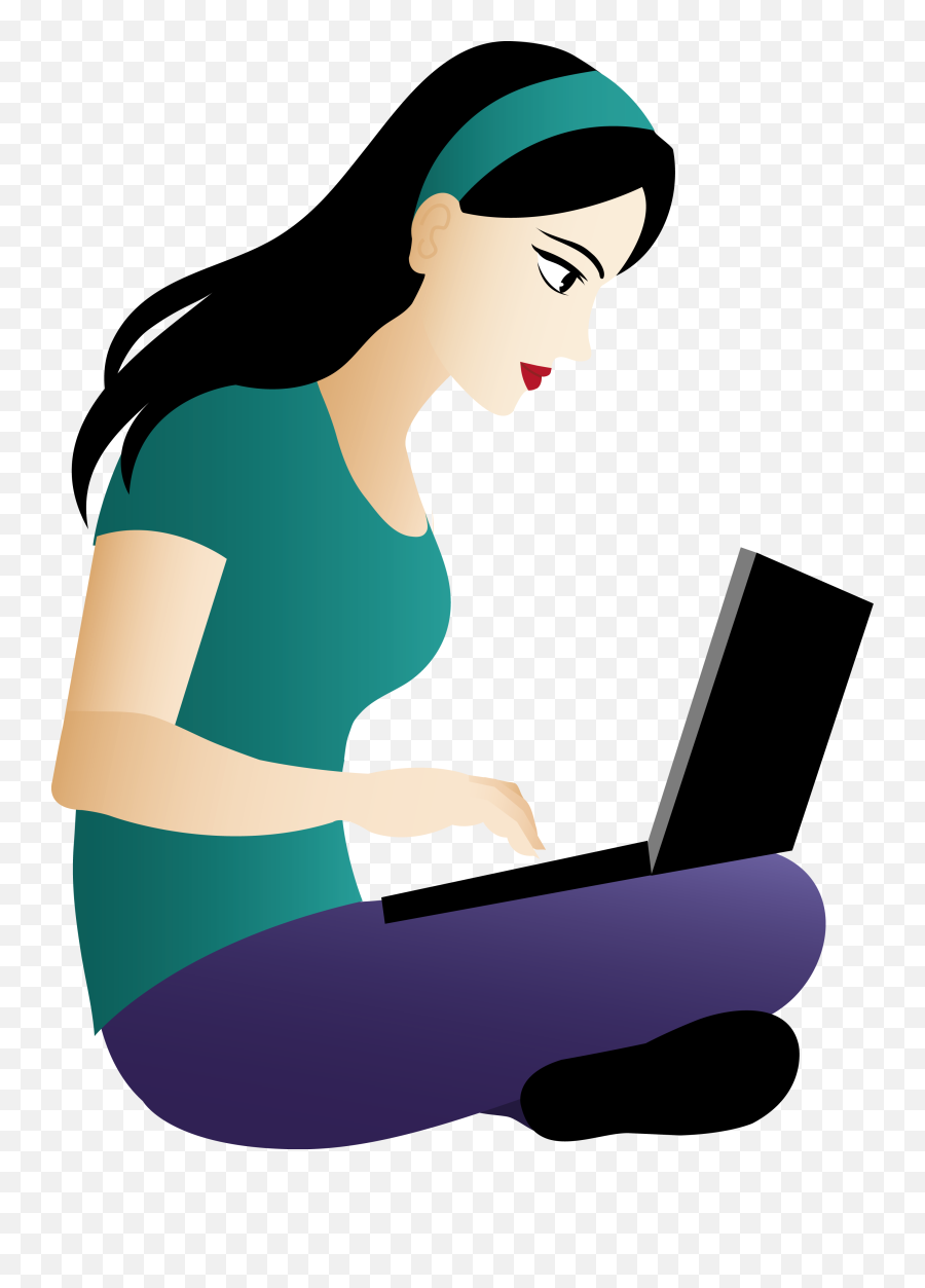 Girl Clipart - Animated Person With Laptop Emoji,African American Woman Clipart