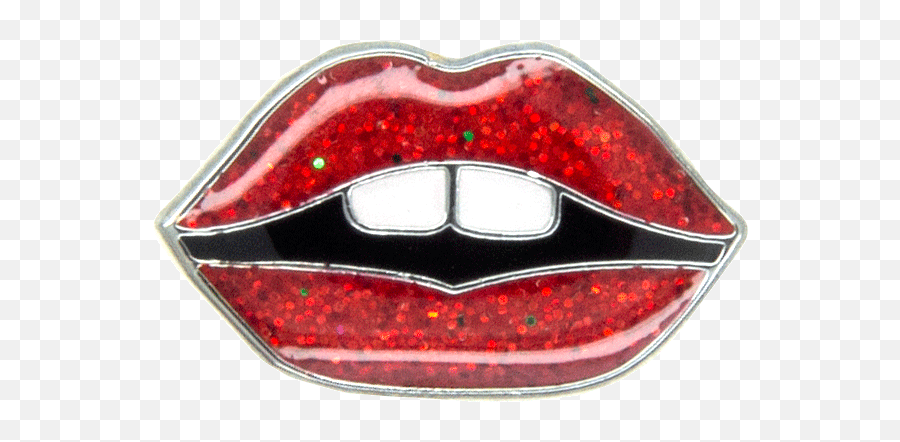 Mini Lips Pin Redsilver Glitter - Godertme Girly Emoji,Silver Glitter Png