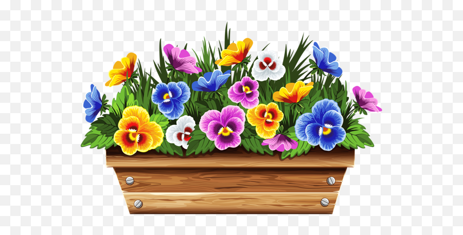 Download Box With Violets Png Clipart Picture - Flower Box Flower Box Clipart Png Emoji,Box Clipart