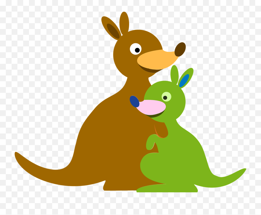 Brown Mother Kangaroo And Baby Green Kangaroo Clipart Free - Nickelodeon Nicktoons Teennick Nick Nite Nick Jr Emoji,Kangaroo Clipart
