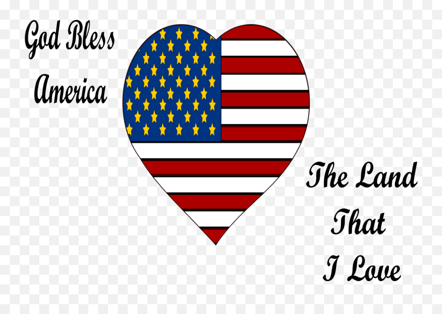 God Bless America Graphic - American Flag Heart Black And White Emoji,God Bless America Clipart