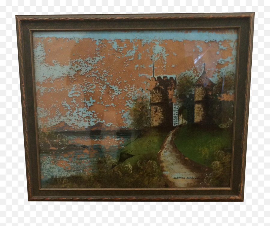 Painting Of Castle - Reverse Painting On Glass Picture Frame Emoji,Transparent Paint For Glass