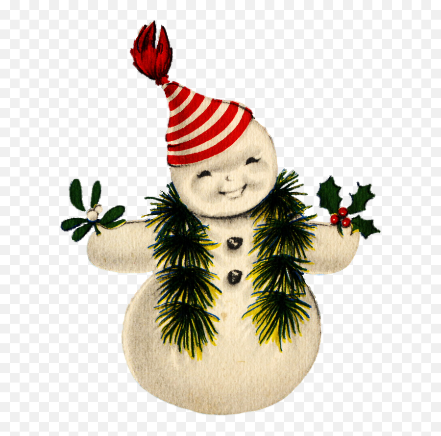 Snowman Victorian Christmas Cards - Clip Art Library Retro Vintage Christmas Transparent Emoji,Snowmen Clipart