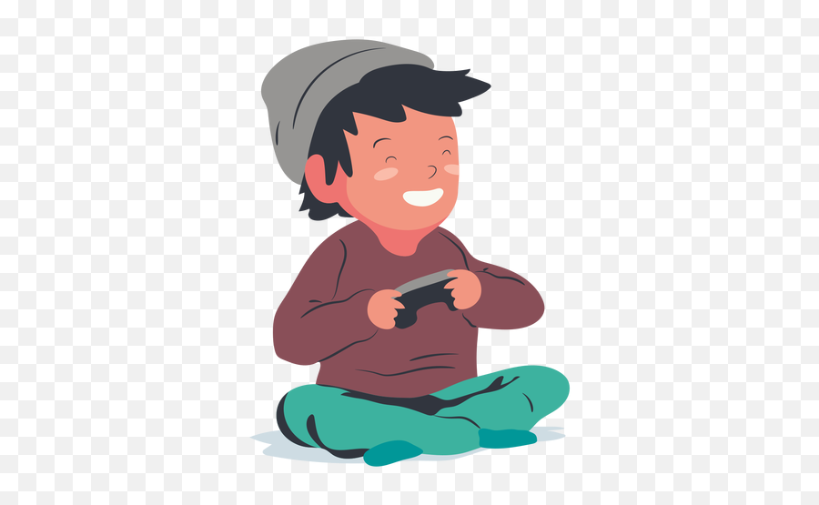Smiling Playing Video Games Boy Flat - Sitting Emoji,Video Game Png
