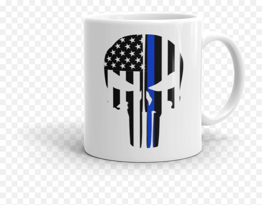Download Punisher Skull Coffee Mug - Punisher Flag Skull Punisher Blue Line Decal Emoji,Punisher Skull Png