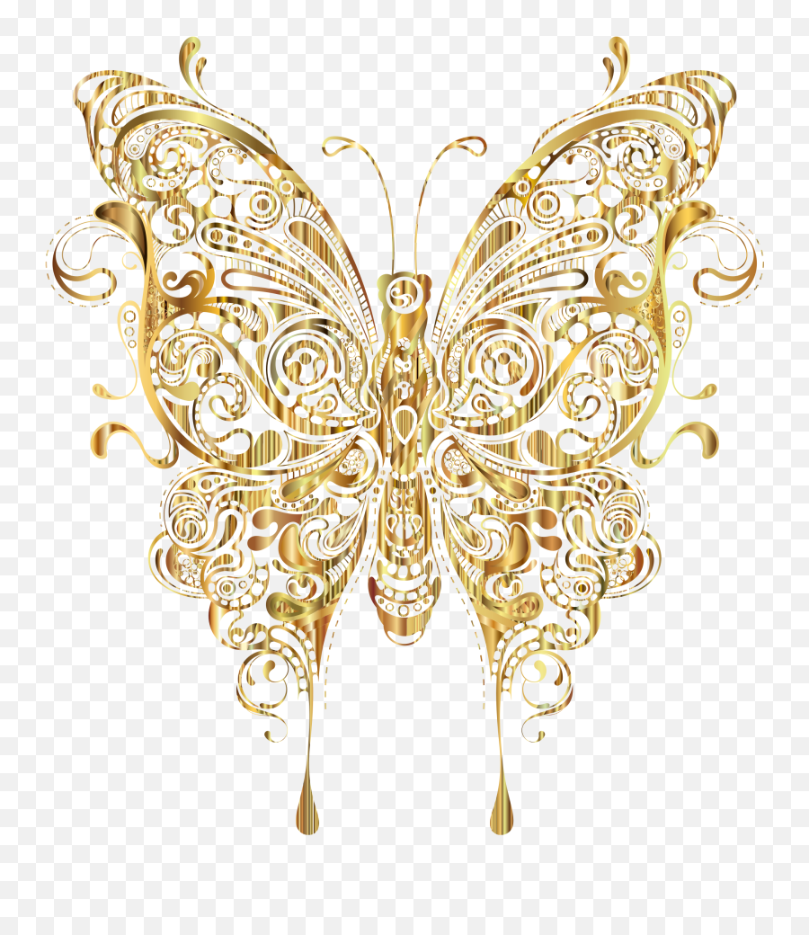 Download Clipart - Butterfly Clipart Gold Png Image With No Emoji,Clipart Of Butterfly
