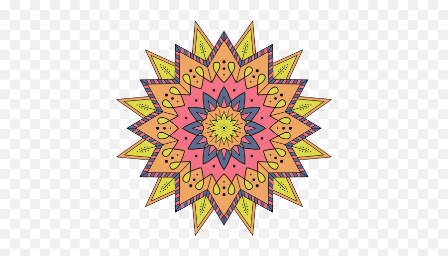 Multicolor Mandala Png - Mandala Pattern With A Petal Edge Decorative Emoji,Mandala Png
