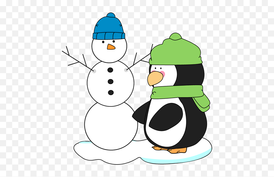 Penguin And Snowman Clip Art - Penguin Building Snowman Clipart Emoji,Penguin Clipart