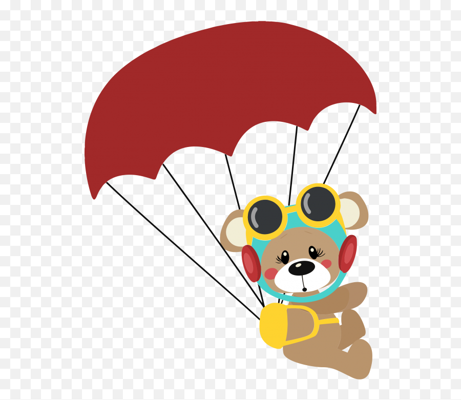 Cute Bear Pilot With Parachute Cuttable Svg And Printable Png File - Happy Emoji,Pilot Png