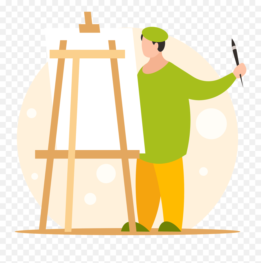 Artist Painting At An Art Easel Clipart - Painter Illustration Png Emoji,Painting Clipart