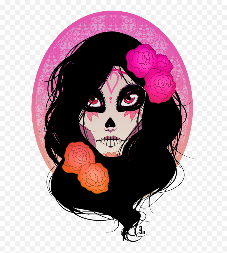 Sugar By Dahli - Sugar Skull Girl Transparent Clipart Full Sugar Skull Girl Transparent Emoji,Sugar Skull Clipart