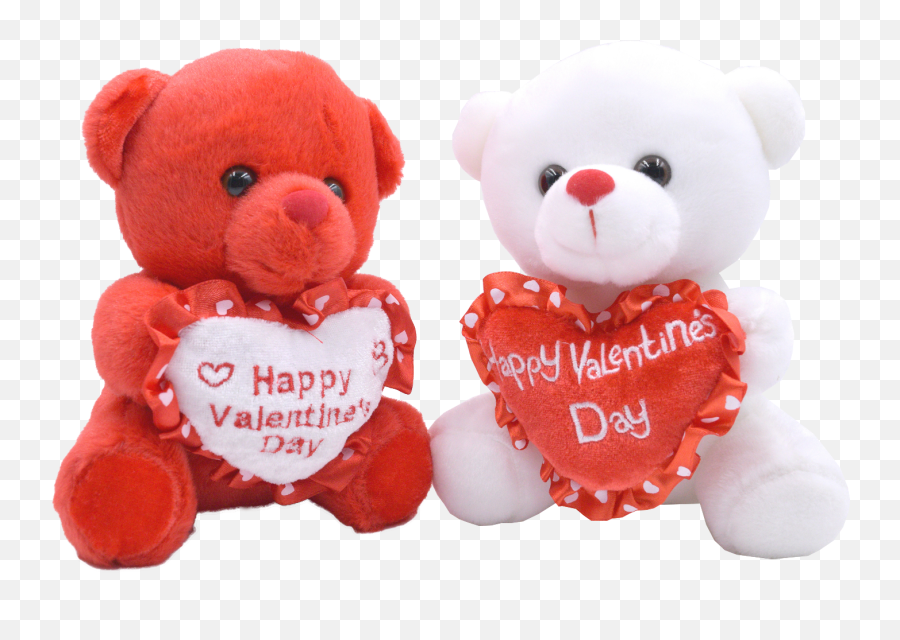 Red And White Teddy Bear Valentines Day Transparent Emoji,White Heart Transparent Background