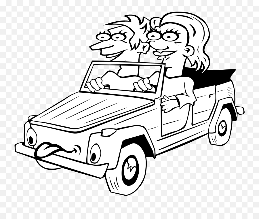 Man And Woman Are Driving In A Car - Car Drawing With Driver Emoji,Driving Clipart