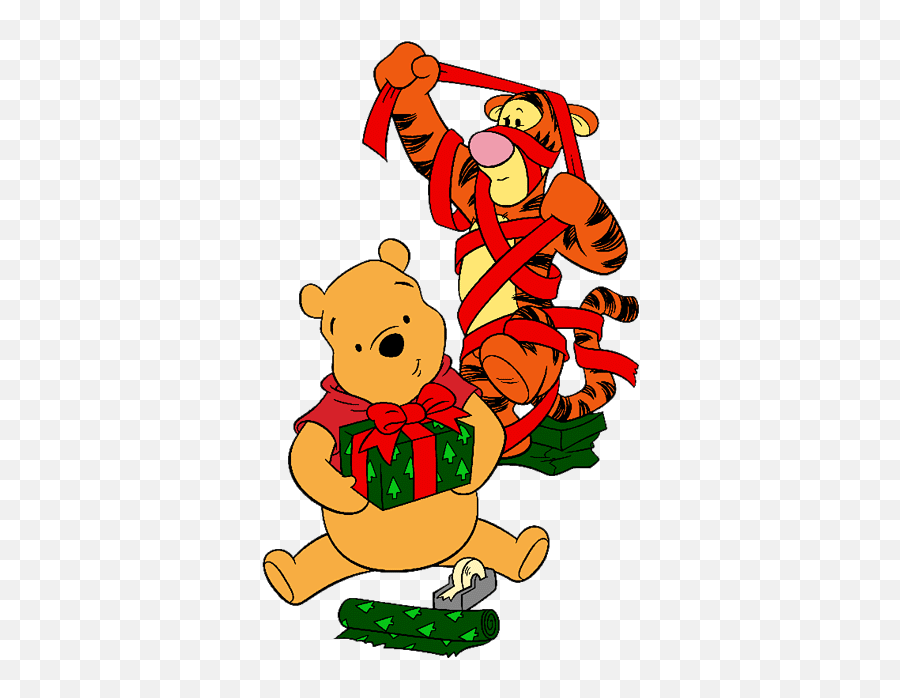 Cute Disney Christmas Clipart - Novocomtop Christmas Winnie The Pooh And Tigger Emoji,Christmas Presents Clipart