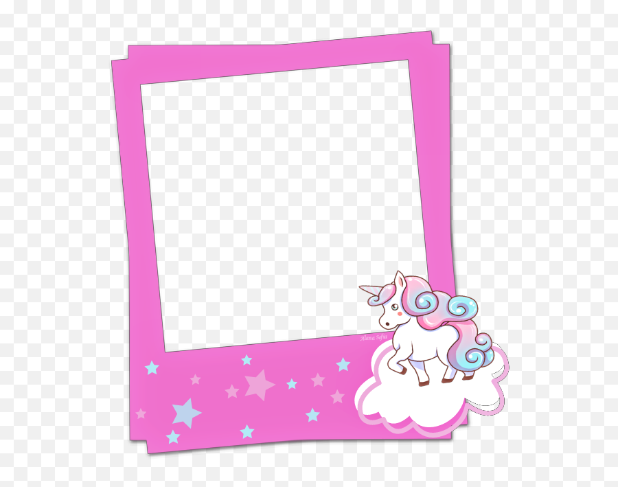 Picsart Edits Polaroid Frame Unicorn Frames Clip - Border Unicorn Frame Png Emoji,Unicorn Transparent Background
