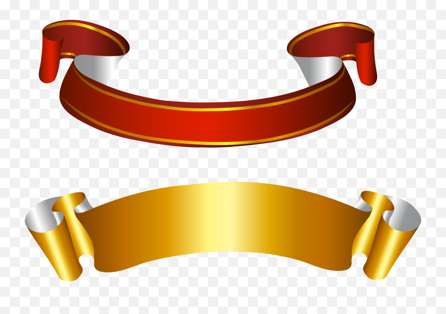 Gold And Red Ribbon Banner Clip Art - Vector Gold Ribbon Png Emoji,Banner Clipart