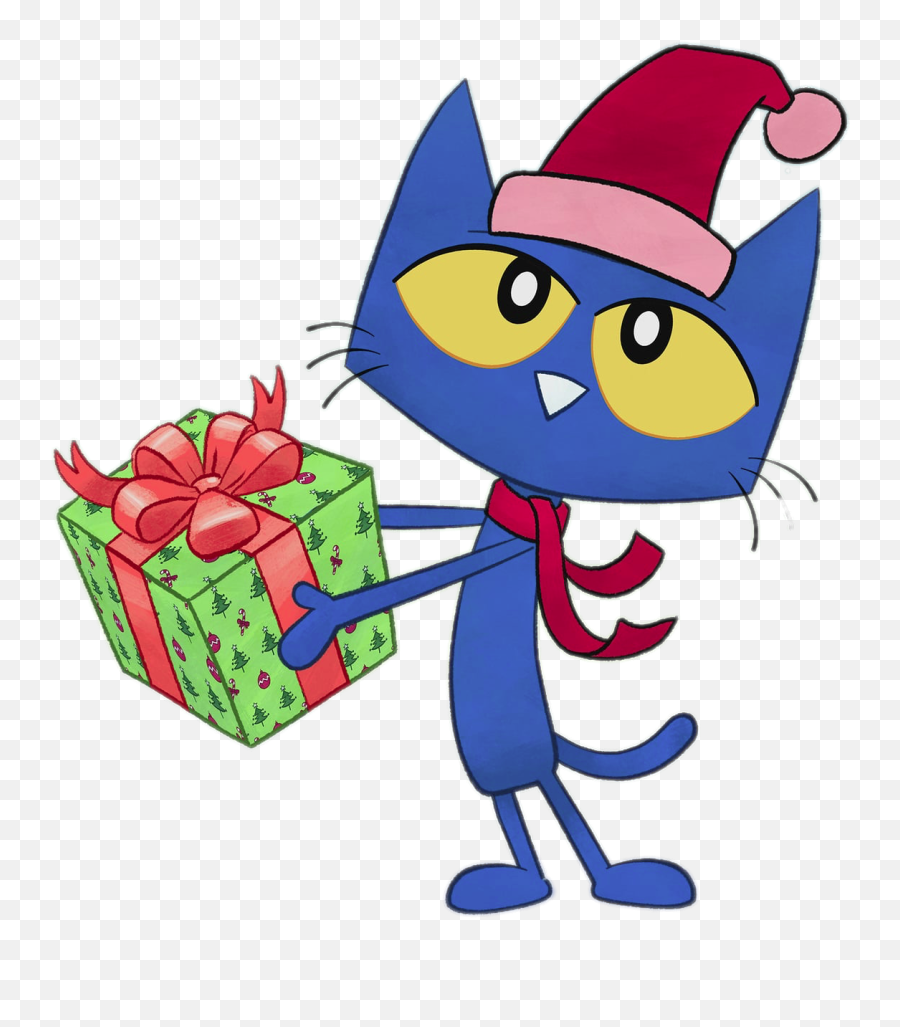 Cat With Christmas Present Png Image - Pete The Cat Christmas Transparent Emoji,Cat Transparent