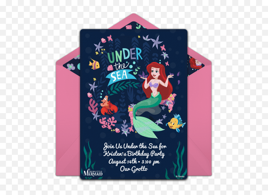 Free Little Mermaid - Little Mermaid Under The Sea Invite Emoji,Little Mermaid Png